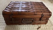 Vintage Rattan Wicker Basket Sewing Case Storage With Lid-Made In Occupied Japan picture