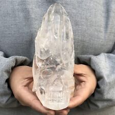 2.04LB TOP Natural clear quartz hand carved crystal skull gem reiki healing picture