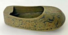 Vintage Antique Hand Crafted Engraved Brass Shoe Shape Ash Tray Trinket picture