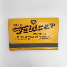 Vintage Matchbook Sidney Feldser Printing Lancaster Pennsylvania Office Supplies picture