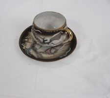 Vintage Moriage Dragonware Demitasse Cup & Saucer w/Lithophane Geisha Japan picture