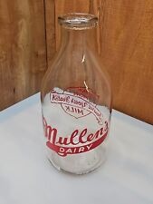 Vintage Half Gallon Milk Bottle Mullen's Dairy Watertown Wisconsin 1958 picture