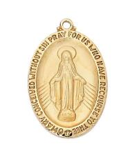 Classic Gold Tone Sterling Silver Miraculous Medal Features 24in Long Chain picture