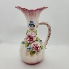 Vintage NORCREST porcelain Pink Floral Pitcher Vase picture
