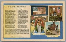 Postcard Barbara Fritchie poem Greenleaf Whittier flag home museum posted 1954 picture
