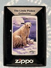 Vintage 2010 Linda Picken Polar Bears Chrome Zippo Lighter NEW picture