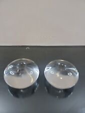 Vintage Hoya Crystal  Round Clear Candle Holder Pair Made In Japan  picture