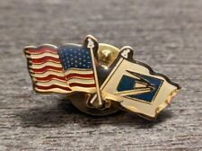 US American Flag & USPS (United States Postal Service) Flag Crossed Lapel Pin  picture