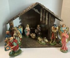 VINTAGE RARE ITALIAN NATIVITY  SET 12PCS. & Stable MADE IN ITALY picture