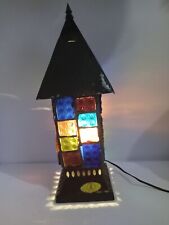 Vintage 17” Tall Nader Chunk Stained Glass Lamp Mid Century Modern Lamp picture