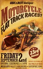 VINTAGE RACER MOTORCYCLE SIDECAR RACE DIRT TRACK RACING 12X18 POSTER ART GRAPHIC picture