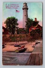 Chicago IL-Illinois, U.S. Lighthouse, c1913 Antique Vintage Souvenir Postcard picture