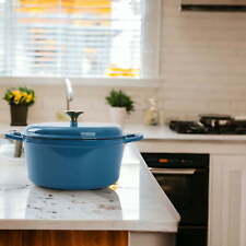 4.75qt Round Cast Iron Ceramic Enamel Dutch Oven with Lid & Grip Handles Kitchen picture