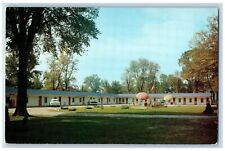 Sheldon Illinois IL Postcard Sheldon Motel Exterior Cars Scene c1960s Flag Trees picture