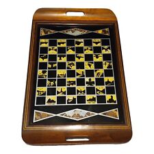 artefama wooden tray glass top numbered wings checkered pattern  picture