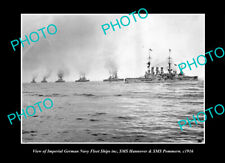 OLD POSTCARD SIZE PHOTO WWI GERMAN NAVY FLEET, SMS HANNOVER & POMMERN c1916 picture