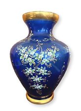 Amphora Murano Blue Glass Vessel/Vase, Polychrome Enamels, 24k Gold, Magnificent picture