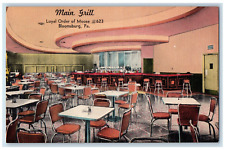 c1950's Interior Dining, Main Grill Loyal Order of Moose Bloomburg, PA Postcard picture