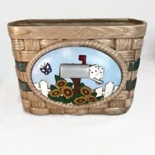 Vintage Ceramic Basket Mail Holder Hummingbird Graphic picture