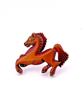 Vintage Carved Painted Bakelite Horse Pin Brooch 🐴SEE VIDEO 🐴 picture