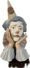 Lladro 1981 Spain 5129 Jester Head Sad Clown Bust Porcelain Figurine Vintage picture