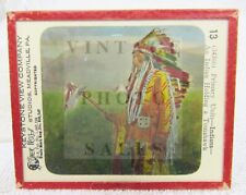 Keystone Magic Lantern Glass Color Photograph Slide Plains Indian & Tomahawk picture