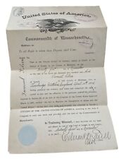 Original Antique US Certificate of Naturalization Dated Nov 21, 1903 Lowell Mass picture