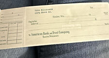 VINTAGE American BANK AND TRUST CO. Racine Wisconsin UNUSED Book Of Checks Green picture