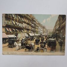 Paris France La Rue De La Paix Antique Postcard Cars Horse Buggies Street Scene picture