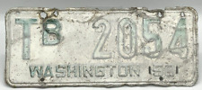Vintage 1950 Washington State License Plate TB 2054 Automobilia 5.5 x 13.5 picture