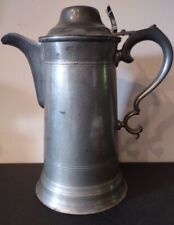 Antique English Pewter Lidded Pitcher Ale Jug Coffee 1841 Inscription 10
