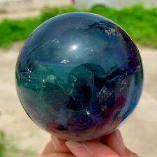 421 g Natural Beautiful iridescence fluorite crysta ball sphere healing picture
