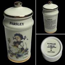 Vintage MJ HUMMEL PARSLEY SPICE JAR Danbury Mint Gold Trim Porcelain 1987 picture