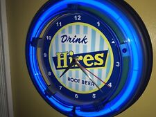 Hires Root Beer Soda Fountain Diner Man Cave Neon Wall Clock Advertising Sign picture