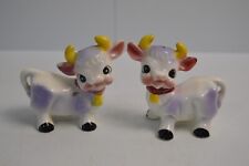 Vintage Salt and Pepper Shakers Anthropomorphic Cows Elsie Yellow Horns Japan picture