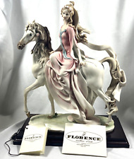 1985 FLORENCE GIUSEPPE ARMANI LADY ON HORSE PINK DRESS FIGURINE 0695 E WOOD BASE picture