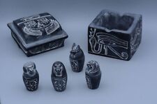 Canopic box jars 4 art Pharaonic (2 color) Carved inscriptions ston sculpture BC picture