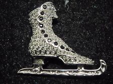 Swarovski SWAN Signed Ice Skater Boot Silver Tone Brooch Beautiful  630 picture