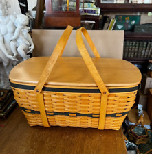1999 Collector's Edition Longaberger Large Picnic Basket w/ Lid, Liner, & Insert picture