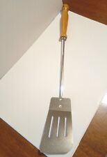 Vintage Slotted Spatula With Wooden Handle Long Blade 12