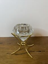 Vintage Bleikristall 24% Lead Crystal Diamond Candle Holder With Gold Stand picture