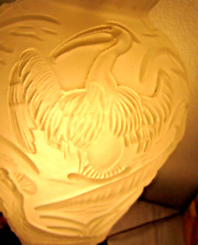Vtg GILLINDER LAMP Tropical Birds Emu Peacock Pelican Frosted Lalique Art Deco picture