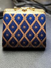 Vintage Ceramic Blue-Gold-White Bag Style Purse Trinket Box picture