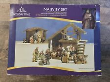 VINTAGE HOLIDAY TIME 11 PIECE PORCELAIN NATIVITY SET Still In Box picture