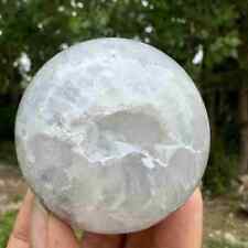 260g Natural Blue skin agate geode Quartz Sphere Crystal Ball Healing Decor picture