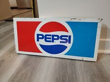 c.1970s Original Vintage Pepsi Sign Metal Rack Topper Back To Future Logo Soda picture