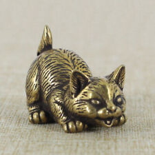 Solid Brass Cat Figurine Small Statue Home Ornaments Animal Figurines Gifts picture