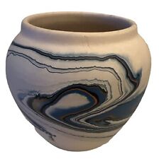 NEMADJI POTTERY Small Swirl / Vase, Blue/Tan picture