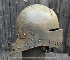 Medieval Knight Sallet Helmet Steel Helmet Functional Old Rust Antique picture