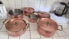Set Of 6 Vtg Daniel Cremieux French Copper Pots And Pans Heavy Quality picture